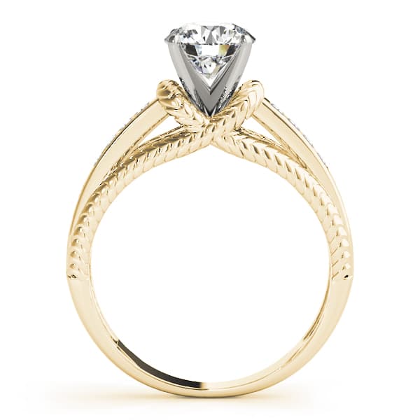 Channel Set Single Row Engagement Ring, style 50487, Side view in yellow gold