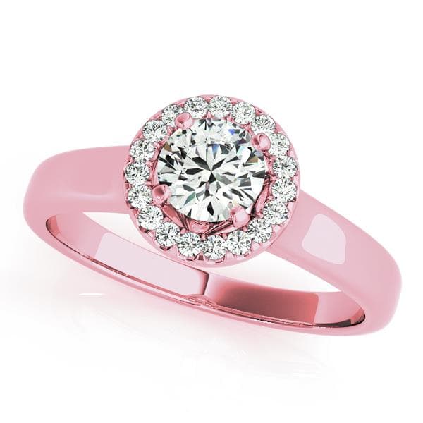 Round Halo Engagement Ring, style 50489, Front view in rose gold