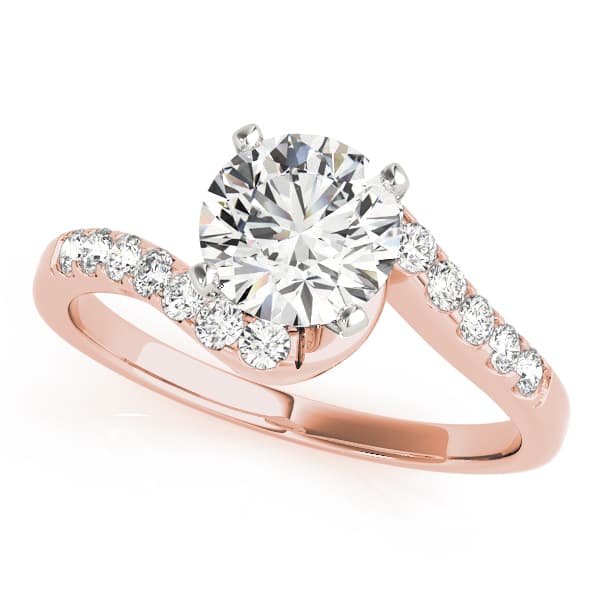 Bypass Engagement Ring, style 50490, Front view in rose gold