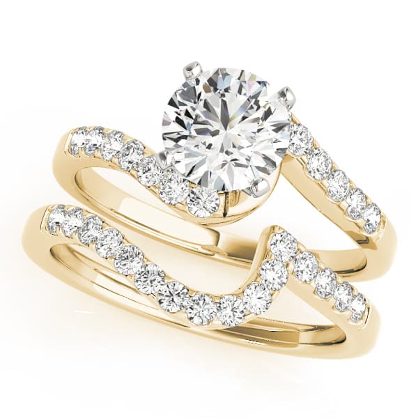 Bypass Engagement Ring, style 50490, On hand view in yellow gold