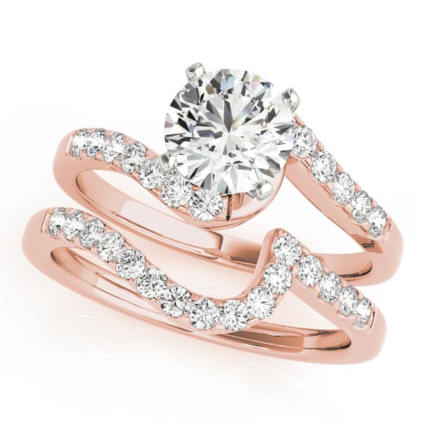 Bypass Engagement Ring, style 50490, On hand view in rose gold