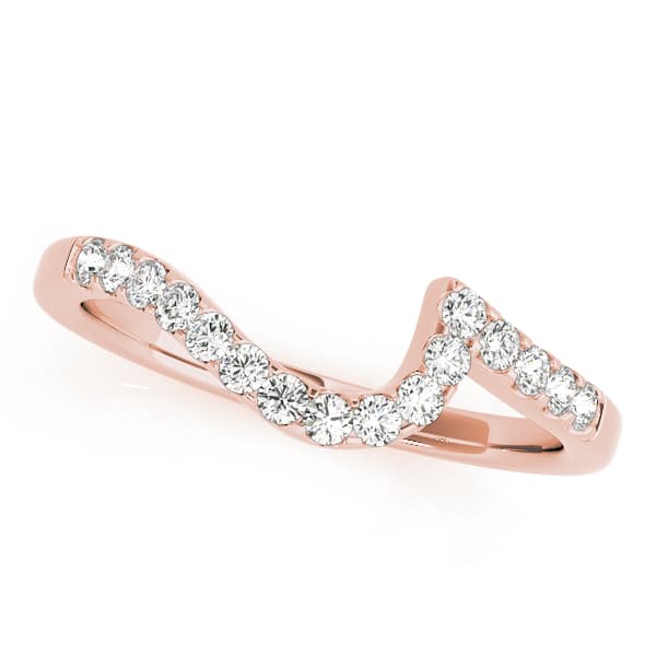 Prong Set Curved Wedding Bands (1/8 ct. tw.), Front view in rose gold