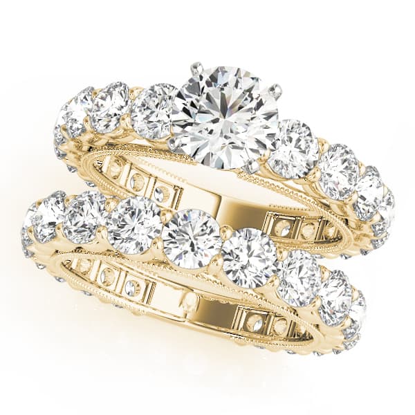 Single Row Prong Milgrain Engagement Ring, style 50491, On hand view in yellow gold