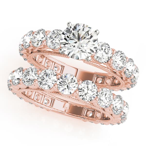 Single Row Prong Milgrain Engagement Ring, style 50491, On hand view in rose gold