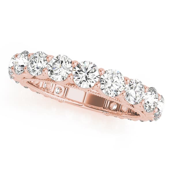 Prong Set Wedding Band (2 5/8 ct. tw.), Front view in rose gold
