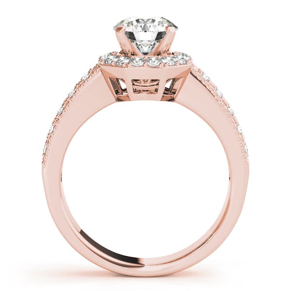Halo Round Engagement Ring, style 50494, Side view in rose gold