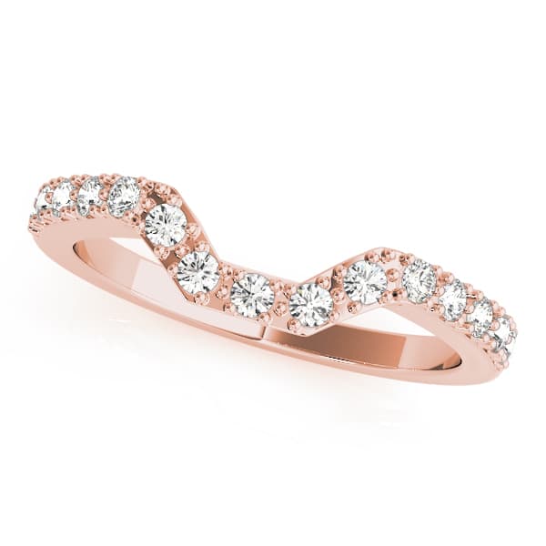 Curved Wedding Band (0.22 ct. tw.), Front view in rose gold