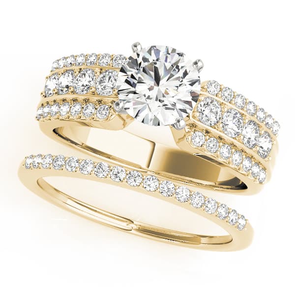 Multi-Row Engagement Ring, style 50495, On hand view in yellow gold