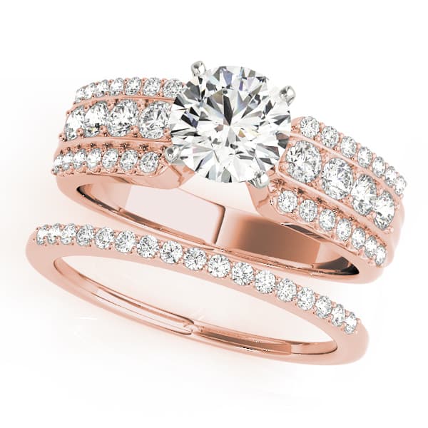 Multi-Row Engagement Ring, style 50495, On hand view in rose gold