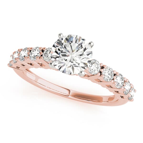 Single Row Prong Engagement Ring, style 50496, Front view in rose gold