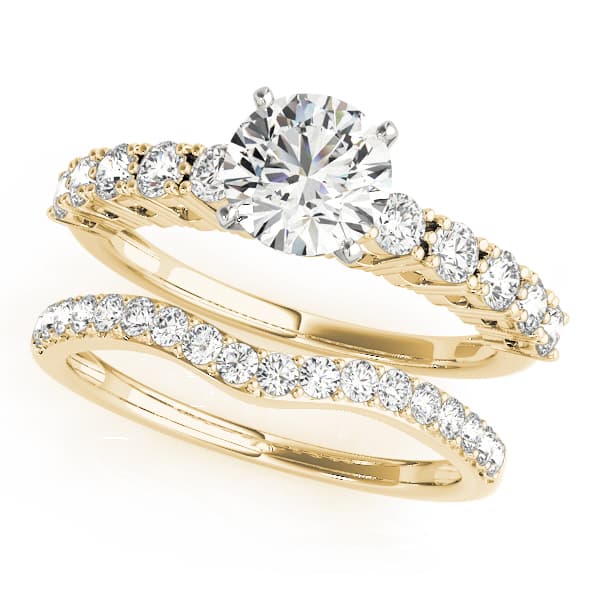 Single Row Prong Engagement Ring, style 50496, On hand view in yellow gold