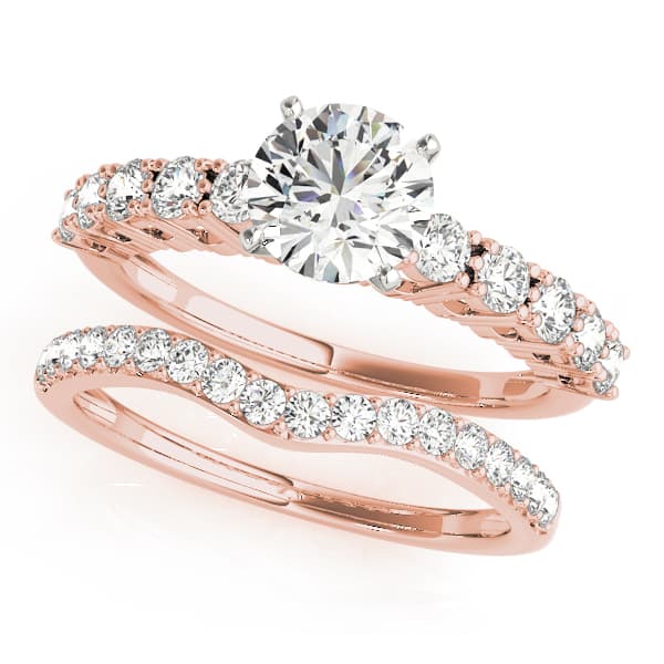 Single Row Prong Engagement Ring, style 50496, On hand view in rose gold