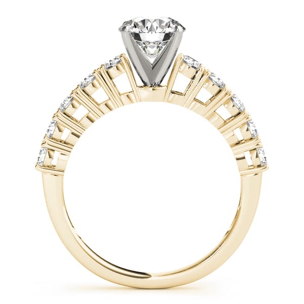 Single Row Prong Engagement Ring, style 50496, Side view in yellow gold