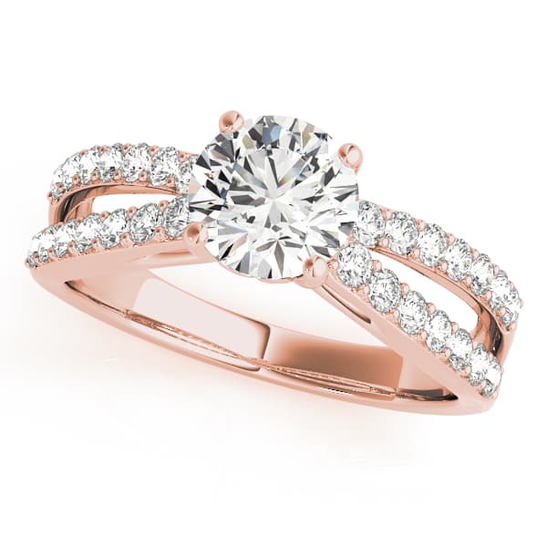 Multi-Row Prong Set Engagement Ring, style 50497, Front view in rose gold