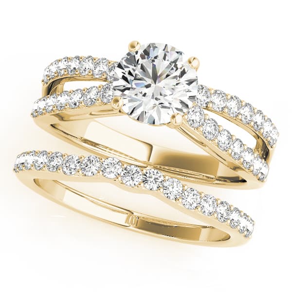 Multi-Row Prong Set Engagement Ring, style 50497, On hand view in yellow gold