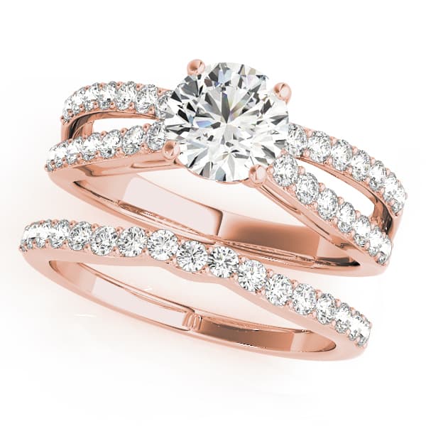 Multi-Row Prong Set Engagement Ring, style 50497, On hand view in rose gold