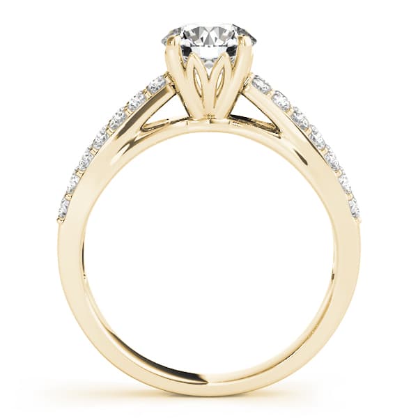 Multi-Row Prong Set Engagement Ring, style 50497, Side view in yellow gold