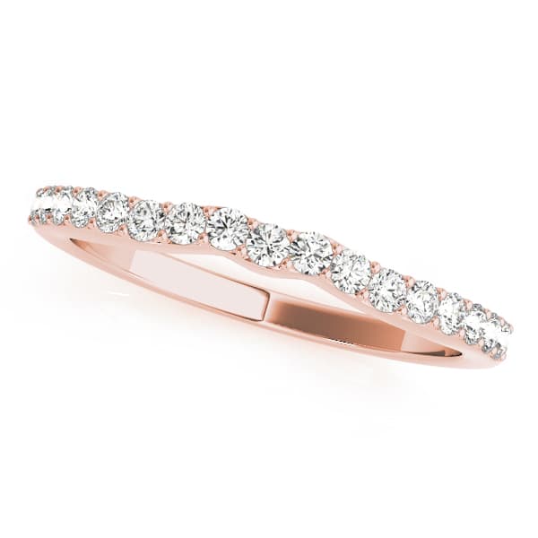 Shared Prong Curved Wedding Bands (1/4 ct. tw.), Front view in rose gold