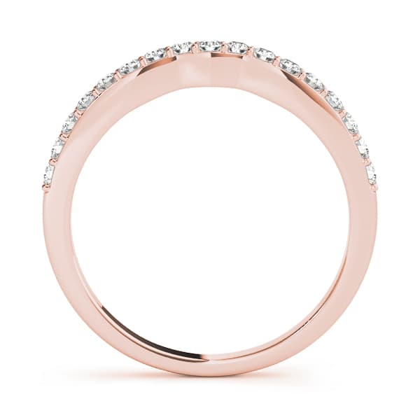 Shared Prong Curved Wedding Bands (1/4 ct. tw.), Side view in rose gold