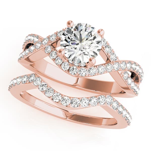Multi-Row Engagement Ring, style 50498, On hand view in rose gold