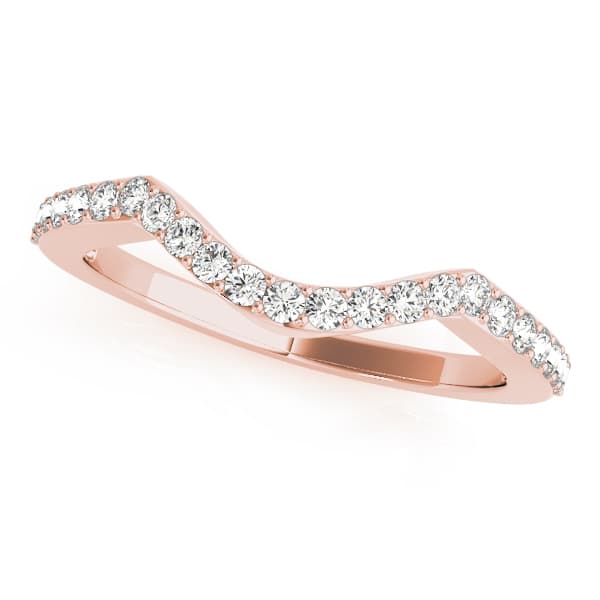 Curved Wedding Band (1/4 ct. tw.), Front view in rose gold