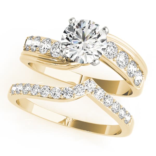 Bypass Engagement Ring, style 50499, On hand view in yellow gold