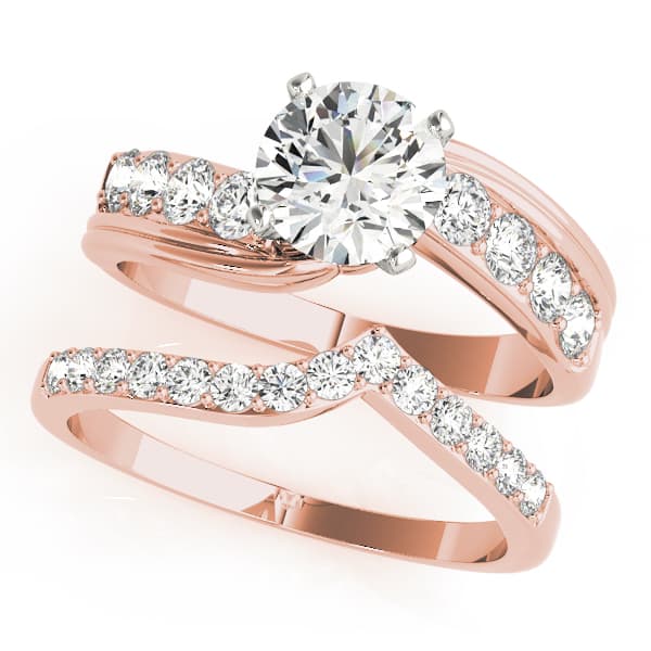 Bypass Engagement Ring, style 50499, On hand view in rose gold