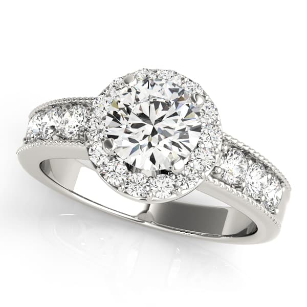 ENGAGEMENT RINGS HALO ROUND — style 50500 in 10k White Gold