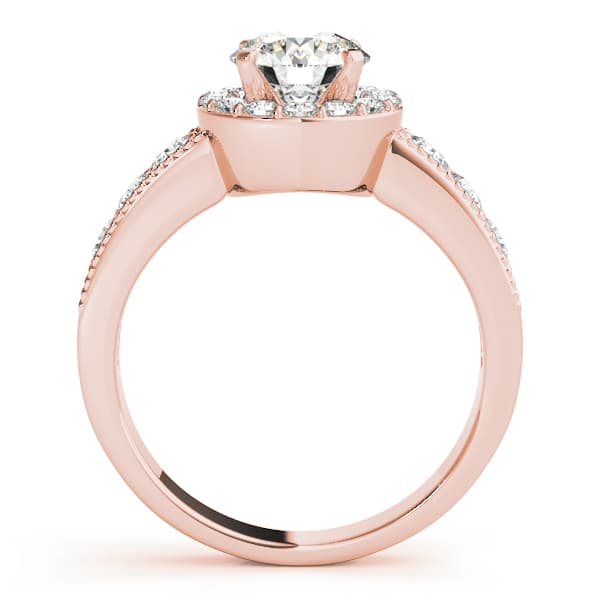 Halo Round Engagement Ring, style 50500, Side view in rose gold