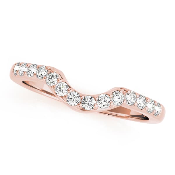 Shared Prong Curved Wedding Bands (0.28 ct. tw.), Front view in rose gold