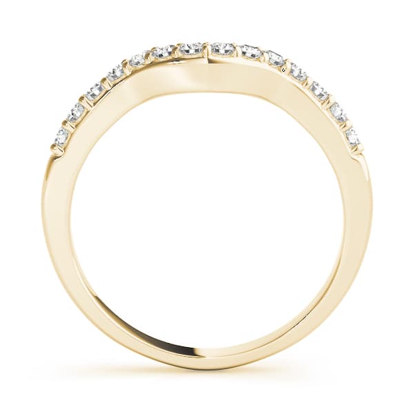 Shared Prong Curved Wedding Bands (0.28 ct. tw.), Side view in yellow gold