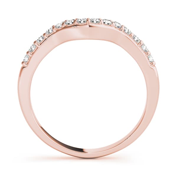 Shared Prong Curved Wedding Bands (0.28 ct. tw.), Side view in rose gold