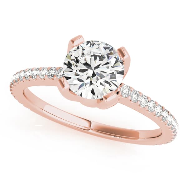 Single Row Prong Engagement Ring, style 50502, Front view in rose gold