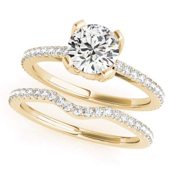 Single Row Prong Engagement Ring, style 50502, On hand view in yellow gold