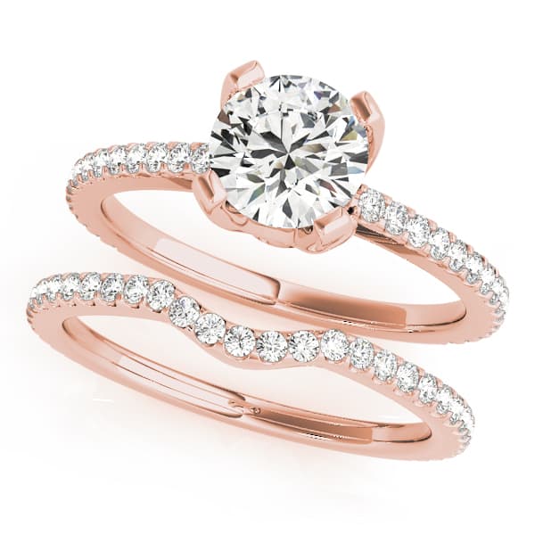 Single Row Prong Engagement Ring, style 50502, On hand view in rose gold
