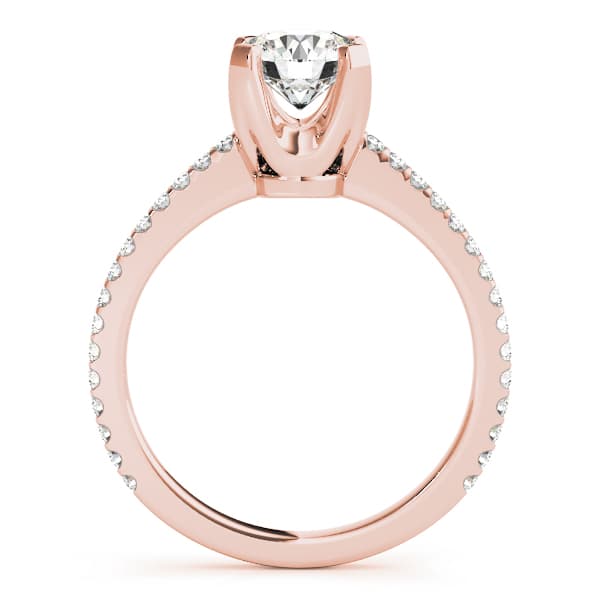 Single Row Prong Engagement Ring, style 50502, Side view in rose gold