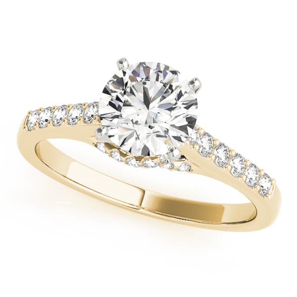 Single Row Trellis Engagement Ring, style 50505, Front view in yellow gold