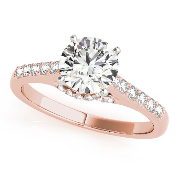 Single Row Trellis Engagement Ring, style 50505, Front view in rose gold