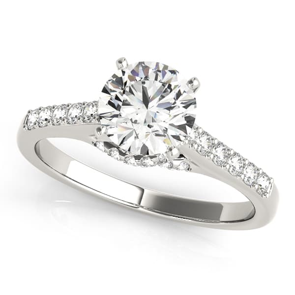 Single Row Trellis Engagement Ring in White gold