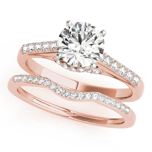 Single Row Trellis Engagement Ring, style 50505, On hand view in rose gold