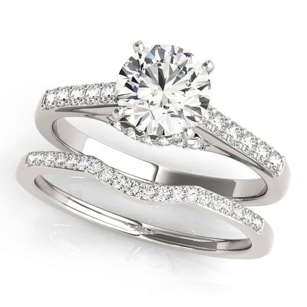Single Row Trellis Engagement Ring, style 50505, On hand view in white gold or platinum