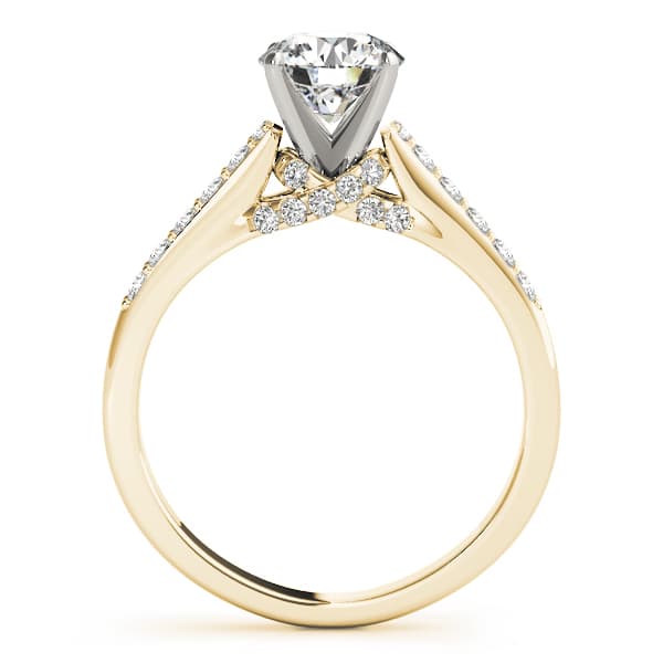 Single Row Trellis Engagement Ring, style 50505, Side view in yellow gold