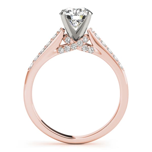 Single Row Trellis Engagement Ring, style 50505, Side view in rose gold