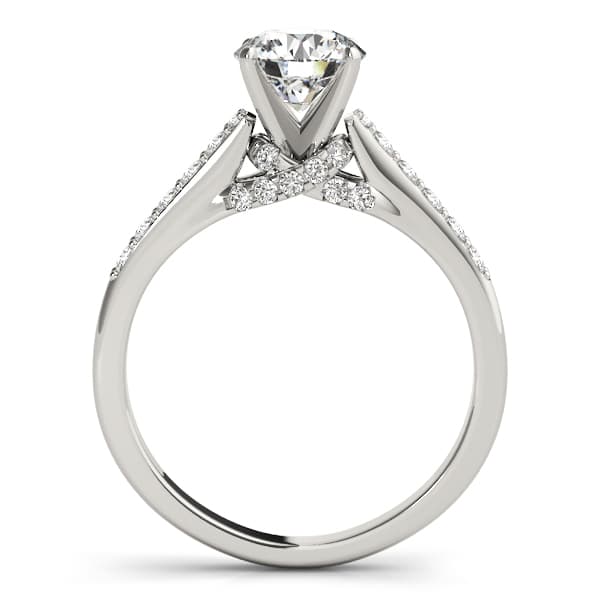 Single Row Trellis Engagement Ring, style 50505, Side view in white gold or platinum