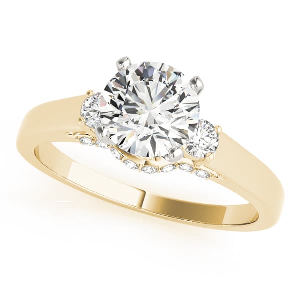 3-Stone Round Engagement Ring, style 50506, Front view in yellow gold