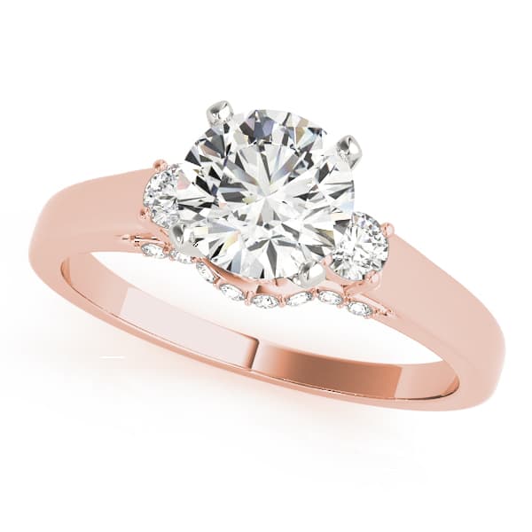 3-Stone Round Engagement Ring, style 50506, Front view in rose gold