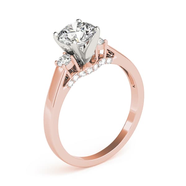 3-Stone Round Engagement Ring, style 50506, Angle view in rose gold