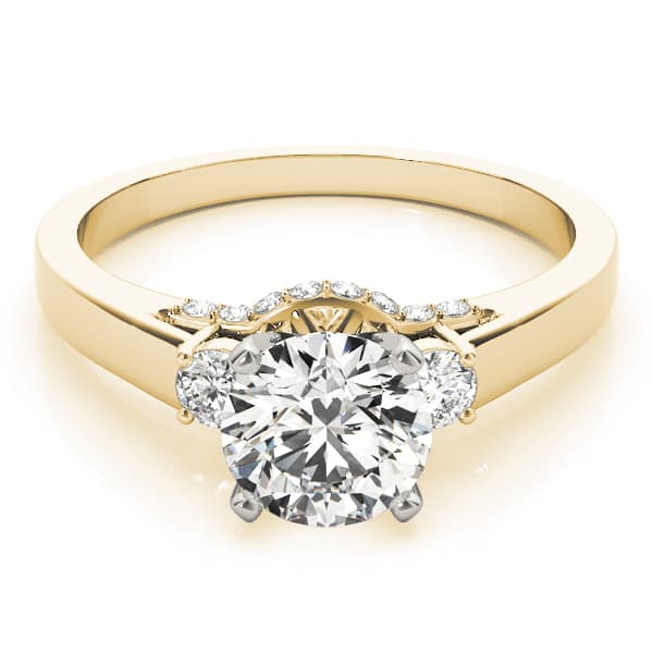 3-Stone Round Engagement Ring, style 50506, On hand view in yellow gold