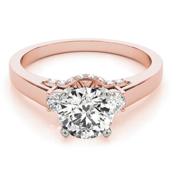 3-Stone Round Engagement Ring, style 50506, On hand view in rose gold