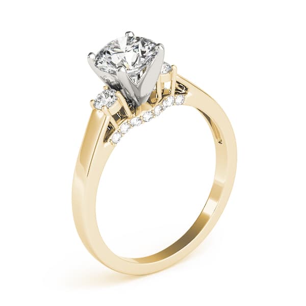 3-Stone Round Engagement Ring, style 50506, Top view in yellow gold
